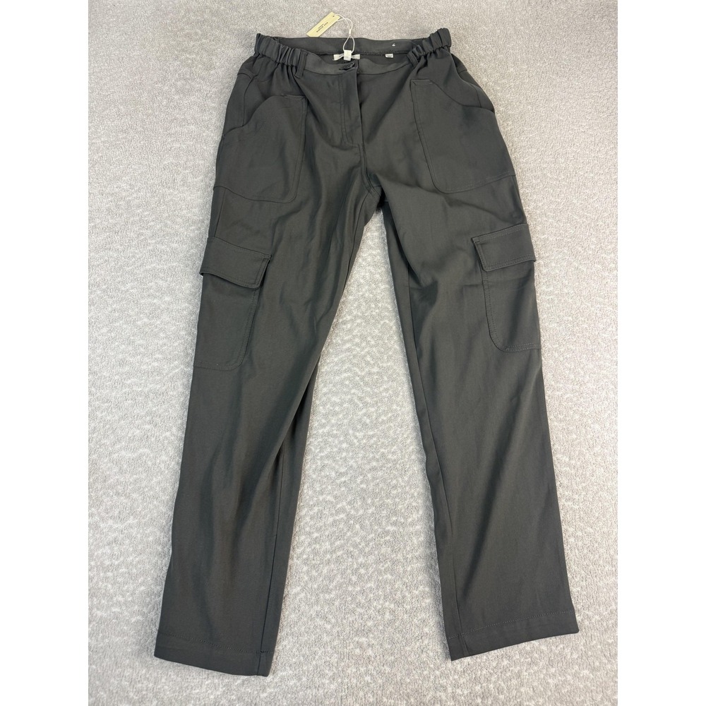 Max Studio Pants Womens Medium Army Green Cargo Elastic‎ Waist Stretch Casual